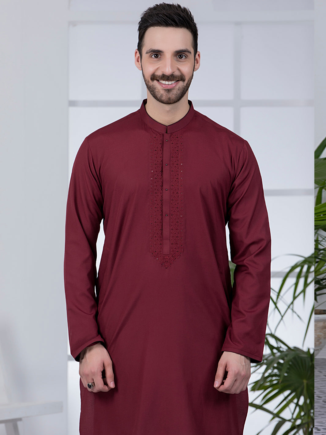 Maroon Blended Kurta - AL-K-1044