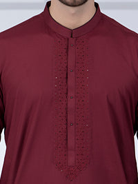 Maroon Blended Kurta - AL-K-1044
