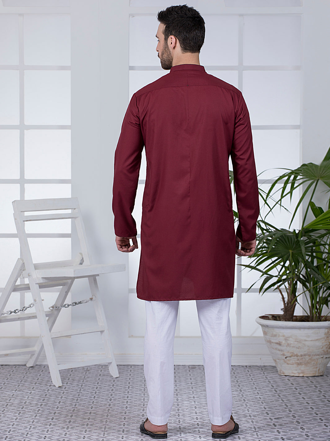 Maroon Blended Kurta - AL-K-1044