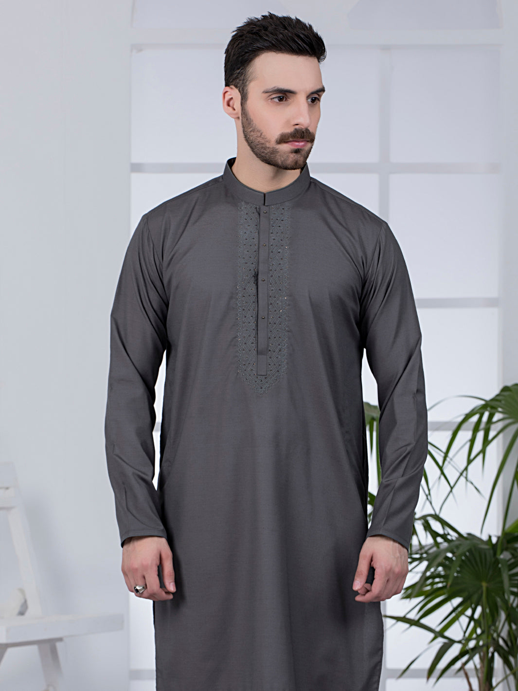 Grey Blended Kurta - AL-K-1045