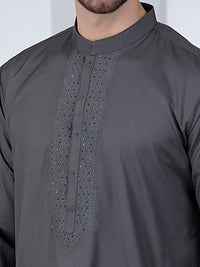 Grey Blended Kurta - AL-K-1045