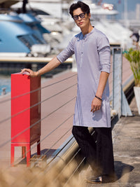Light Purple Cotton Kurta - AL-K-1052