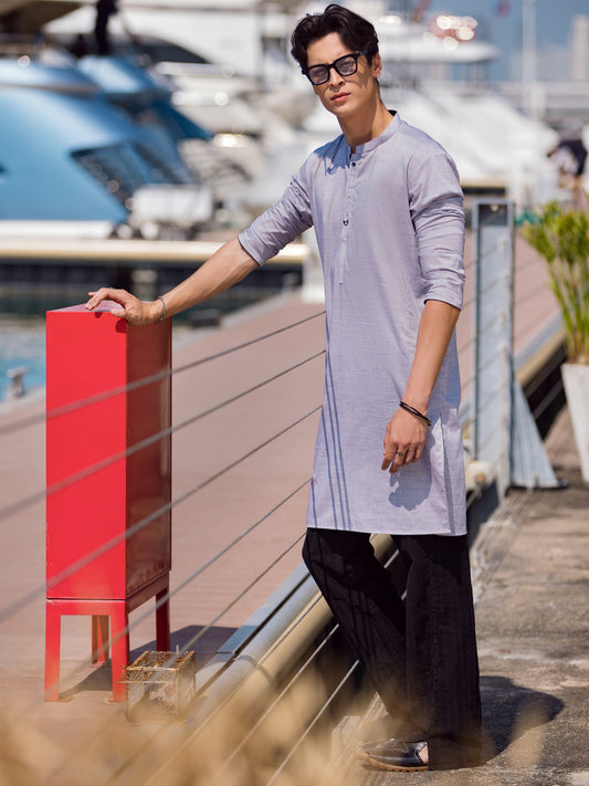 Light Purple Cotton Kurta - AL-K-1052