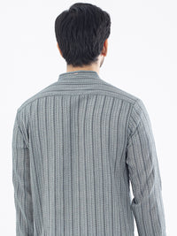 Teal Grey Cotton Kurta - AL-K-1061