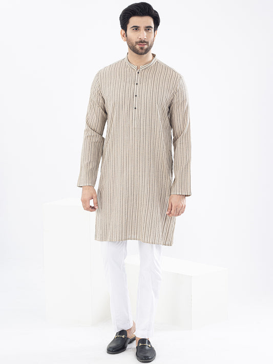 Cream Cotton Kurta - AL-K-1075