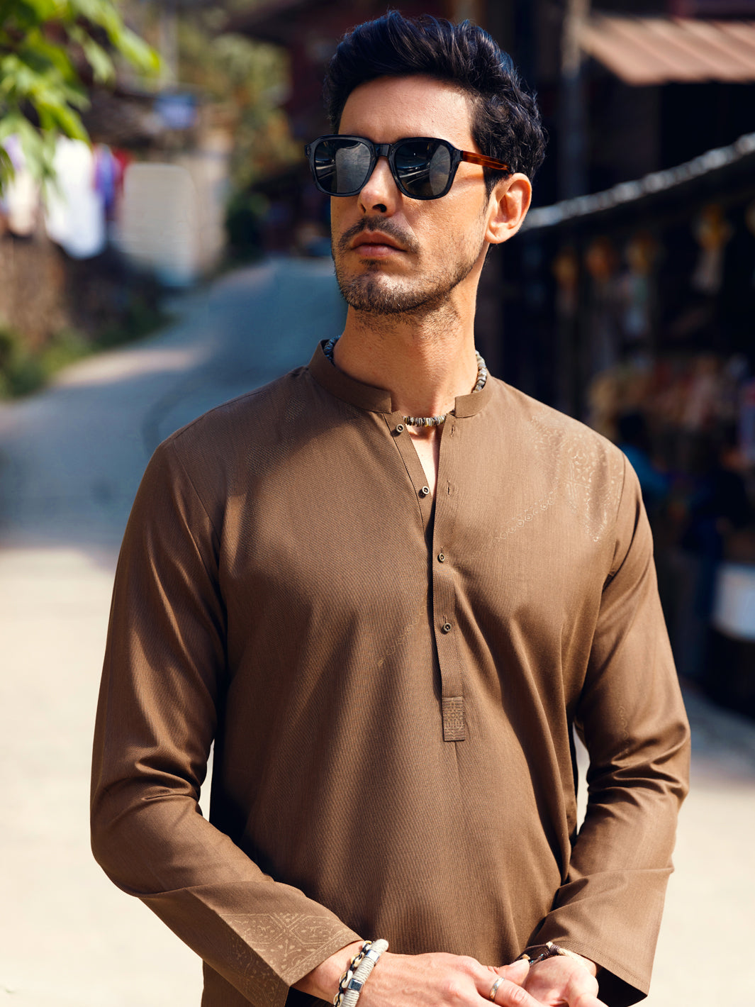Brown Blended Kurta - AL-K-1091