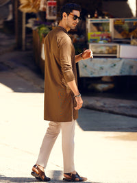Brown Blended Kurta - AL-K-1091