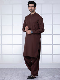 Brown Blended Kameez Shalwar - AL-KS-2778