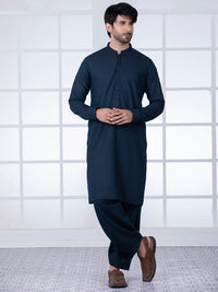 Dark Blue Blended Kameez Shalwar - AL-KS-2783