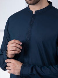 Dark Blue Blended Kameez Shalwar - AL-KS-2783