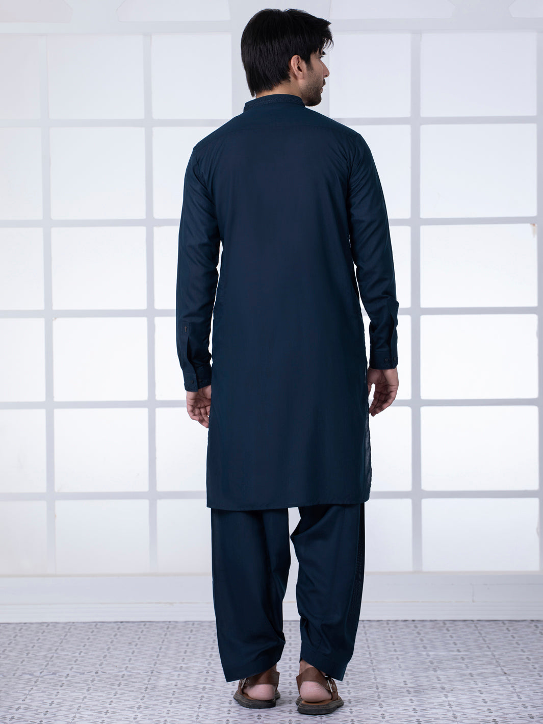 Dark Blue Blended Kameez Shalwar - AL-KS-2783