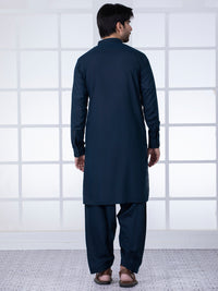 Dark Blue Blended Kameez Shalwar - AL-KS-2783