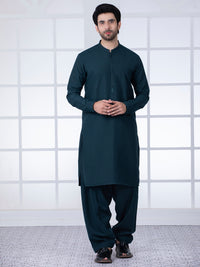 Dark Green Blended Kameez Shalwar - AL-KS-2788