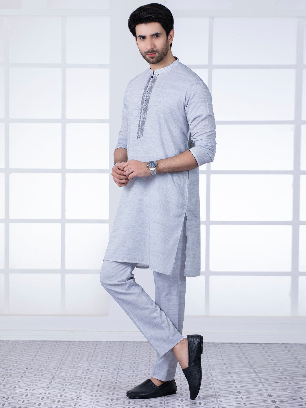 Grey Blended Kurta Trouser - AL-KT-2791