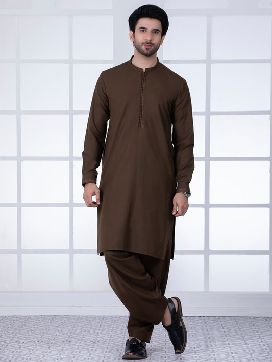 Brown Blended Kameez Shalwar - AL-KS-2792