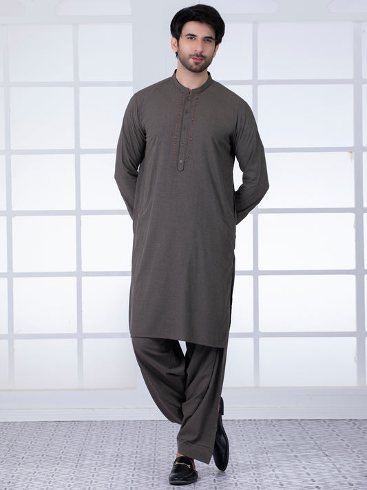 Brown Blended Kameez Shalwar - AL-KS-2793