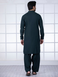 Dark Green Blended Kameez Shalwar - AL-KS-2794