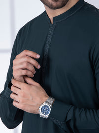Dark Green Blended Kameez Shalwar - AL-KS-2794