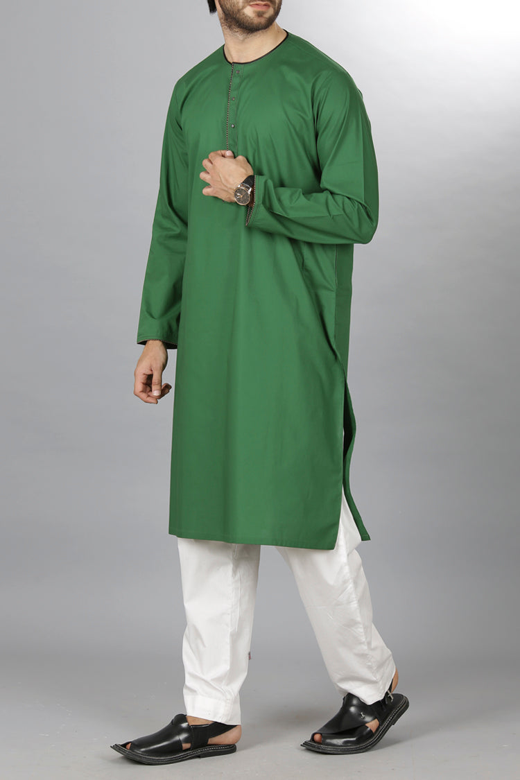 Green Cotton Kurta - AL-K-399