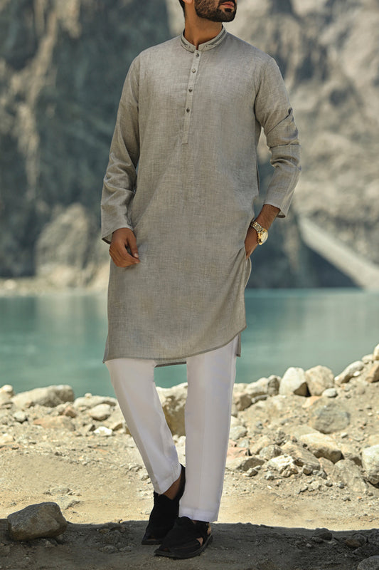 Grey Blended Kurta - AL-K-625