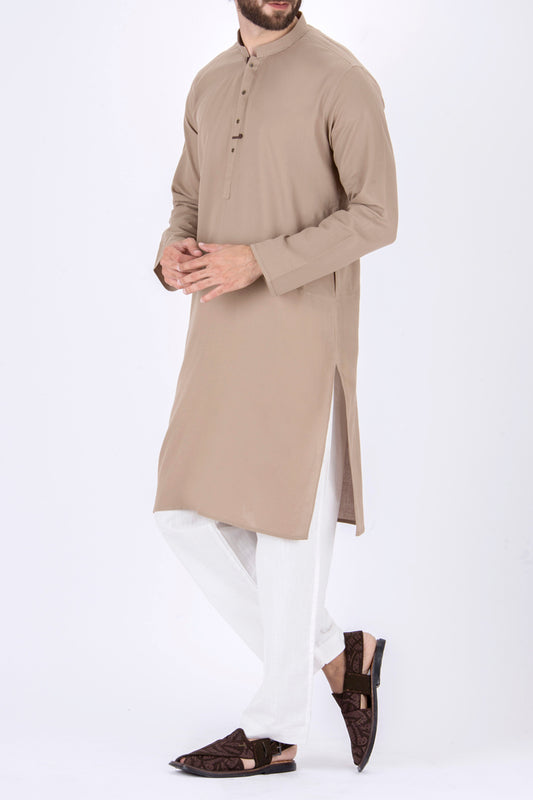 Beige Cotton Kurta - AL-K-685