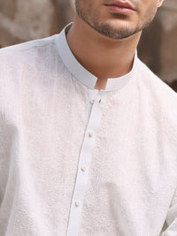 Sea Green Cotton Schiffli Kurta - AL-K-712A