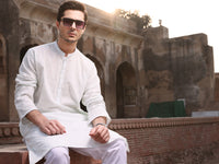 Sea Green Cotton Schiffli Kurta - AL-K-712A