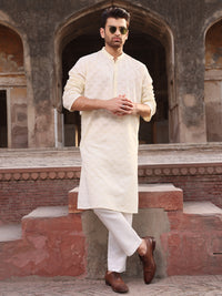 Lemon Yellow Cotton Schiffli Kurta - AL-K-712B