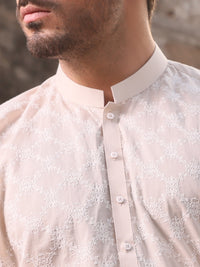 Fawn Cotton Schiffli Kurta - AL-K-712C