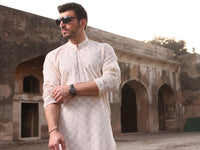 Fawn Cotton Schiffli Kurta - AL-K-712C