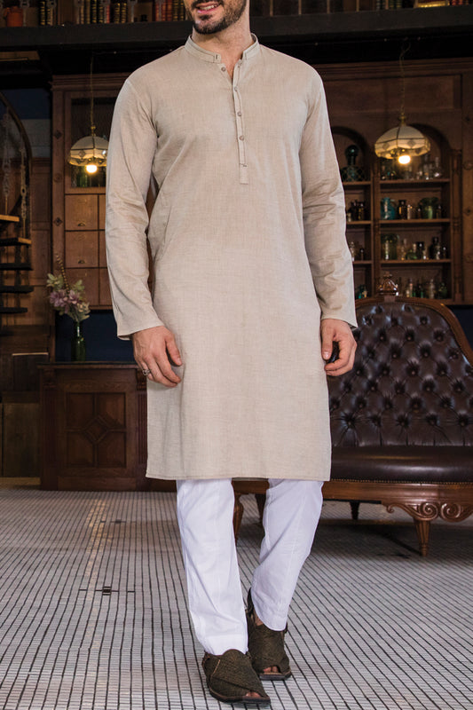 Khaki Blended Kurta - AL-K-713