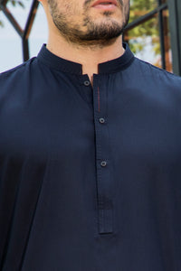 Dark Blue Blended Kurta - AL-K-715