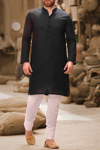 Black Cotton Kurta - AL-K-740