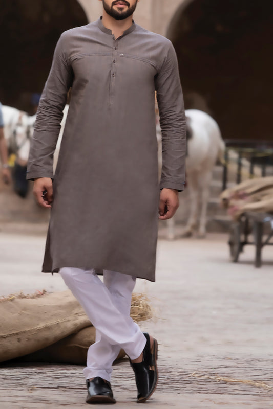 Brown Cotton Kurta - AL-K-747