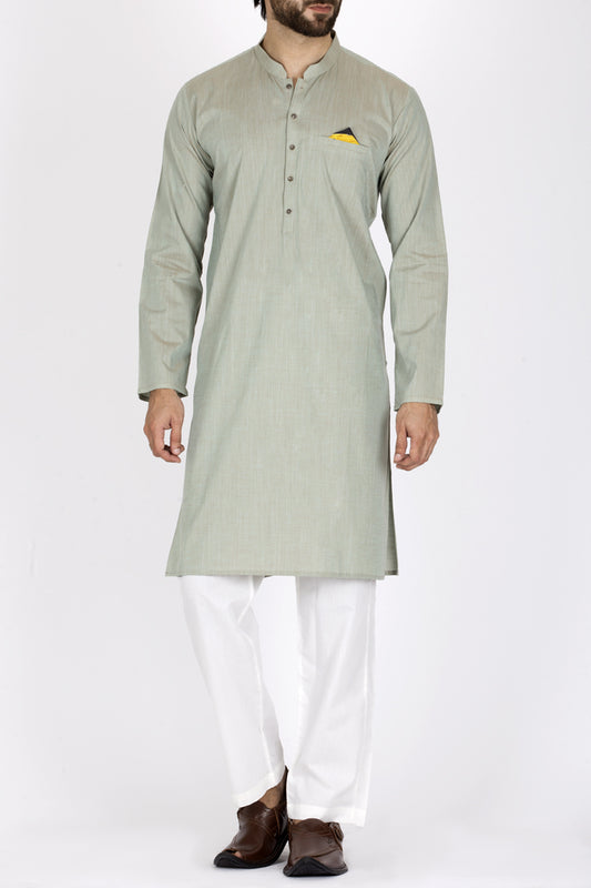 Light Green Cotton Kurta - AL-K-781