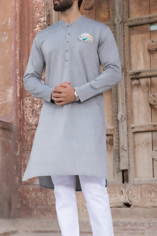 Grey Cotton Kurta - AL-K-782