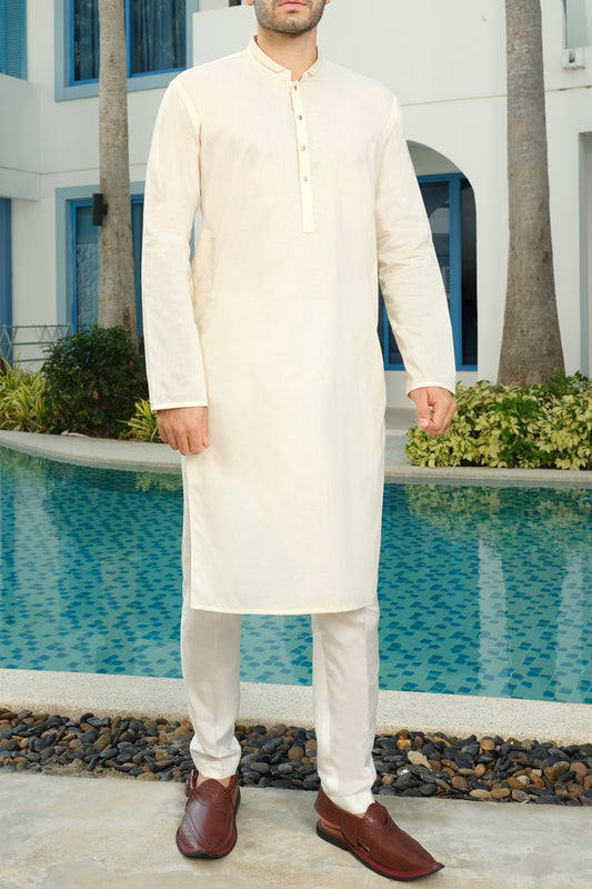 Off White Blended Kurta - AL-K-795