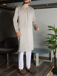 Light Gray Cotton Kurta - AL-K-812