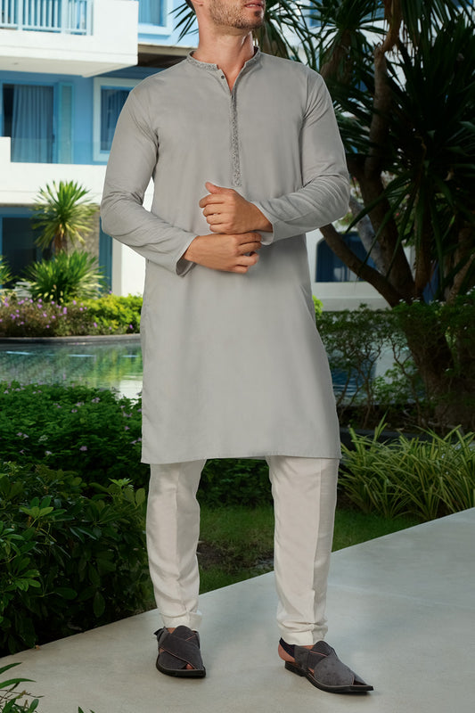 Light Blue Blended Kurta - AL-K-814