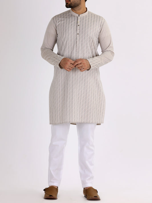 Fawn Blended Kurta - AL-K-841C