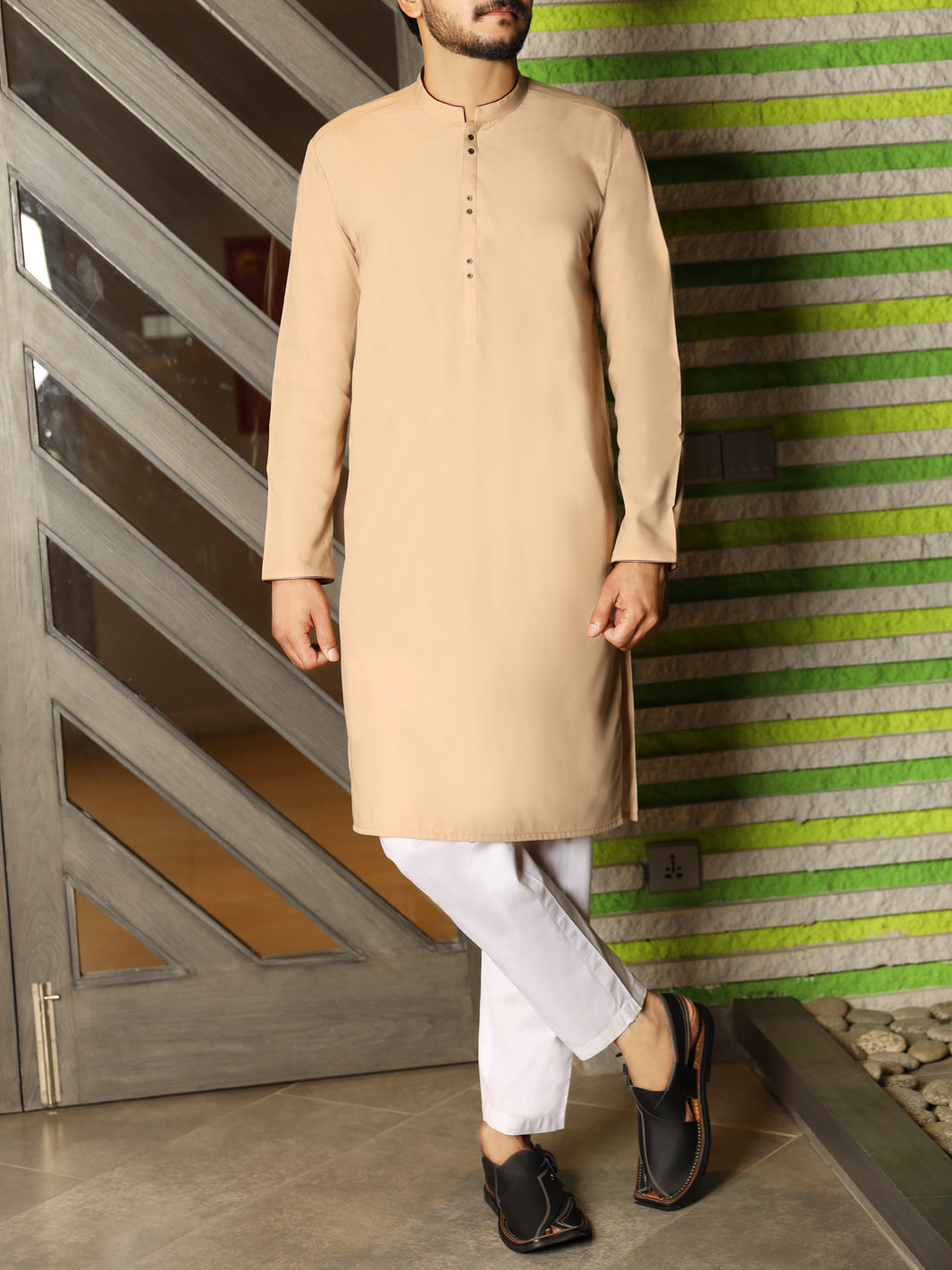 Fawn Blended Kurta - AL-K-848