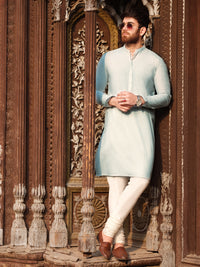 Light Blue Blended Kurta - AL-K-864