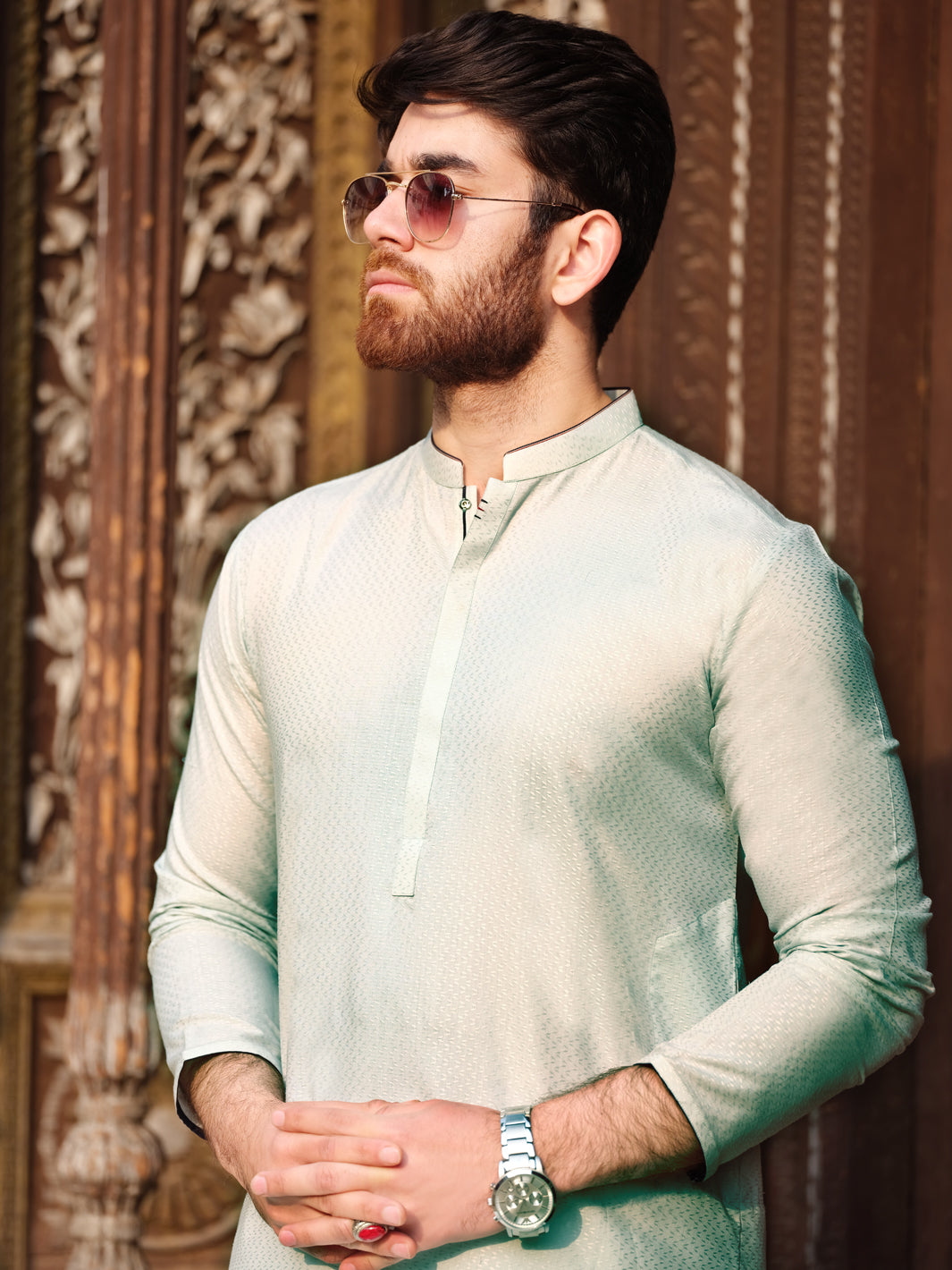 Light Blue Blended Kurta - AL-K-864