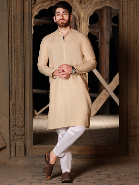 Beige Blended Kurta - AL-K-865
