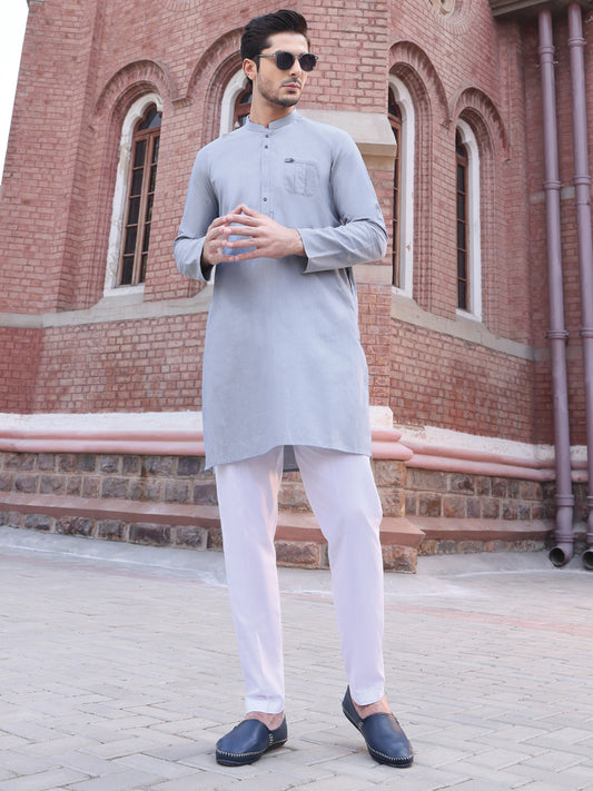 Light Blue Cotton Kurta - AL-K-886