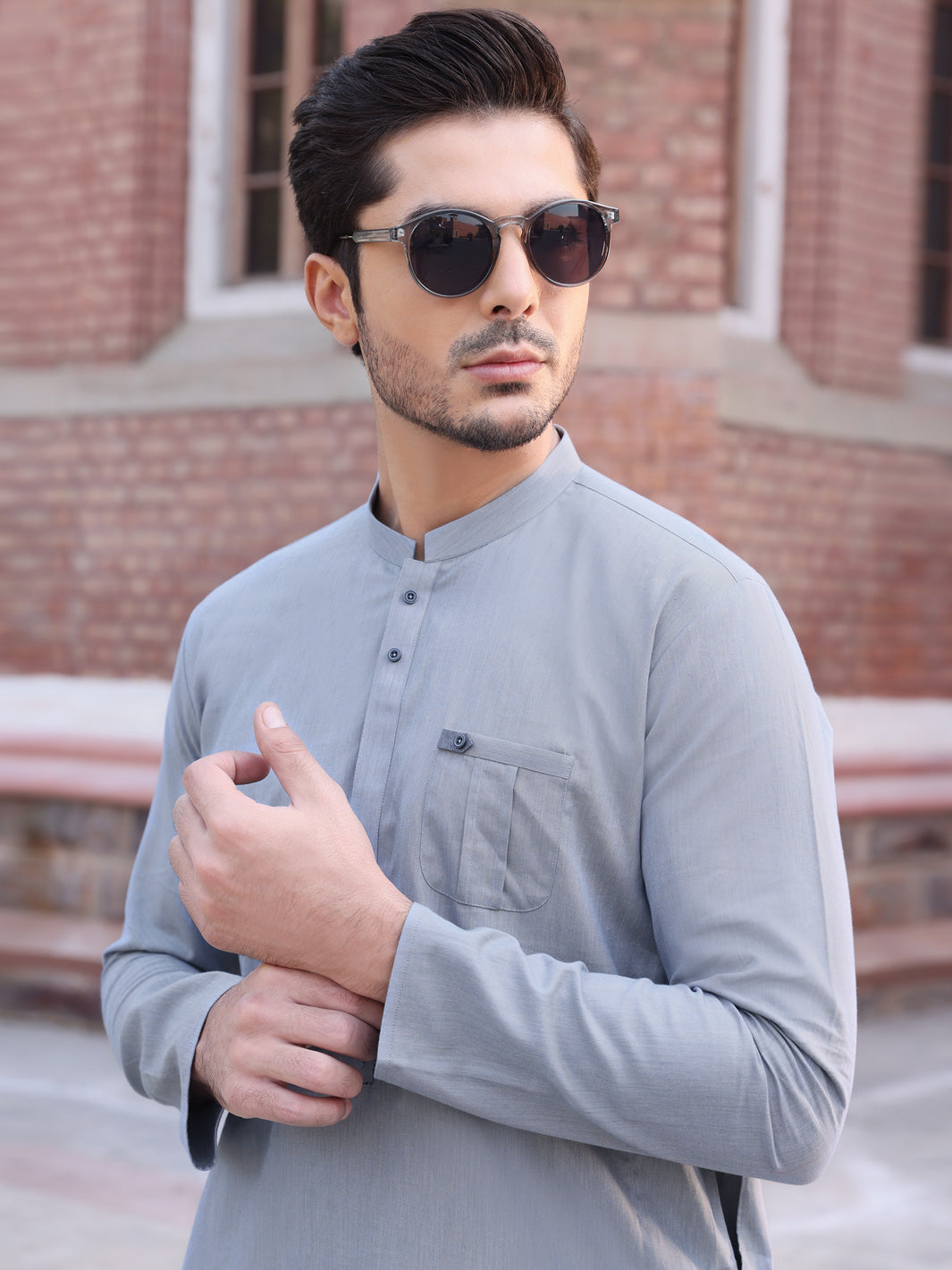 Light Blue Cotton Kurta - AL-K-886