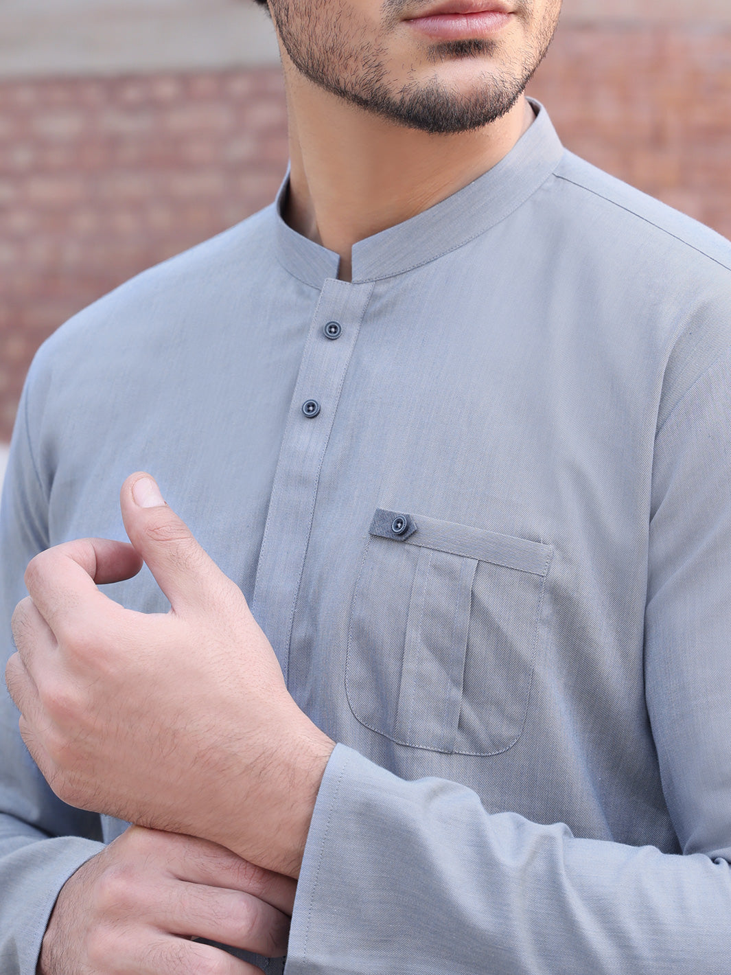Light Blue Cotton Kurta - AL-K-886