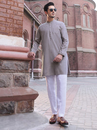 Grey Cotton Kurta - AL-K-887