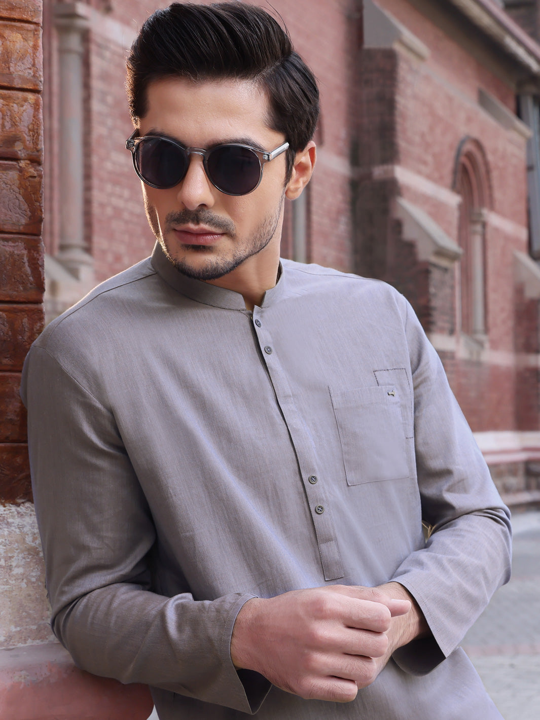 Grey Cotton Kurta - AL-K-887