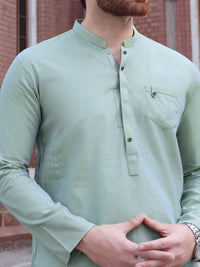 Light Green Cotton Kurta - AL-K-888